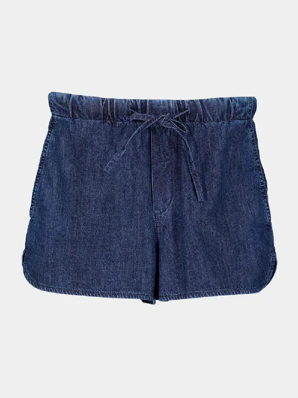 V Gold Chambray Denim Shorts