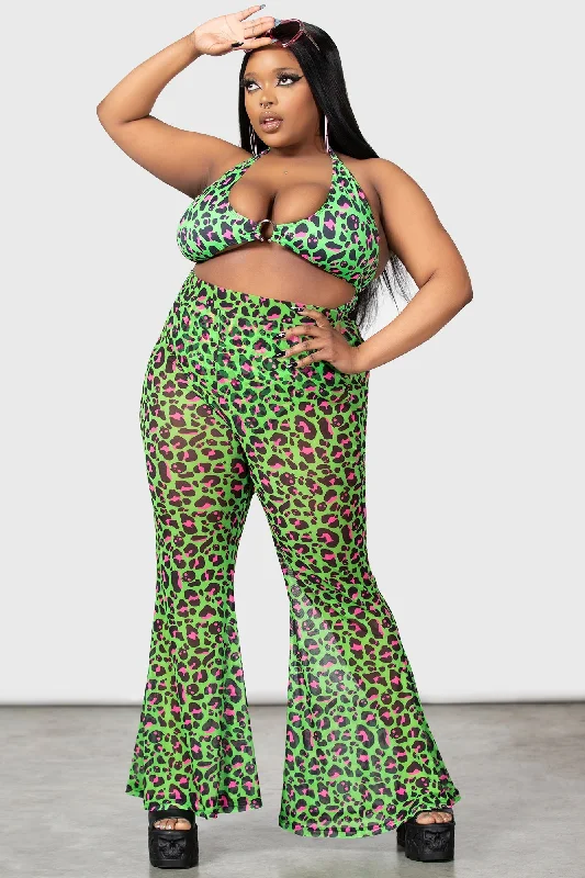 Emerald Sugar Mesh Flare Trousers [PLUS]