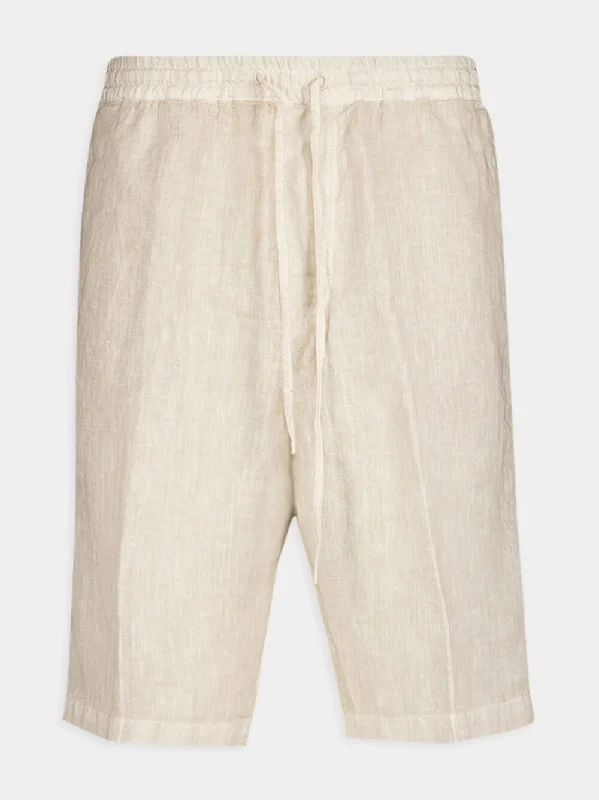 Beige Linen Bermuda Shorts