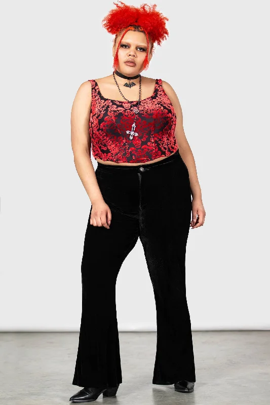 Thena's Thistle Velvet Bootcut Trousers [PLUS]