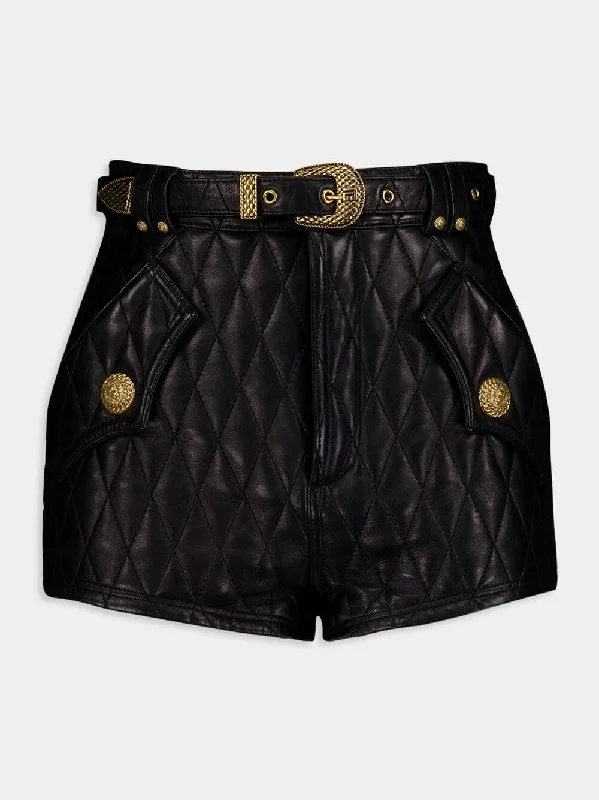 Quilted Leather Shorts