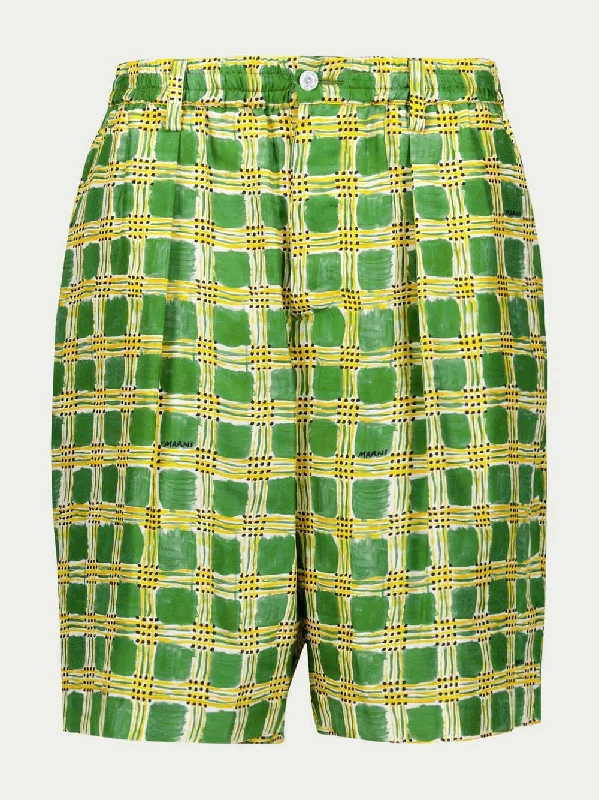 Checked Silk Bermuda Shorts