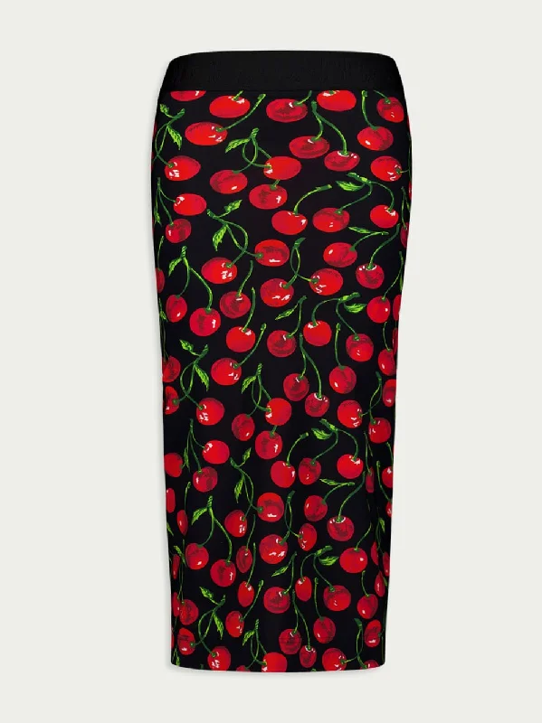 Cherry-Print Midi Pencil Skirt