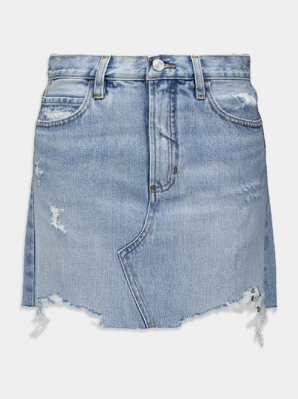 Ripped High-Waisted Denim Skirt