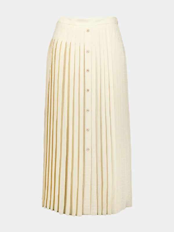 Logo-Jacquard Silk Pleated Skirt