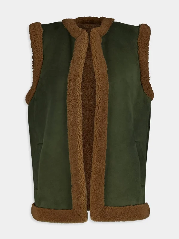 Odoria Shearling Vest With Embroidered Patch