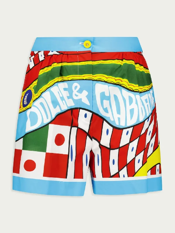 Sicilian Carretto-Print Cotton Shorts