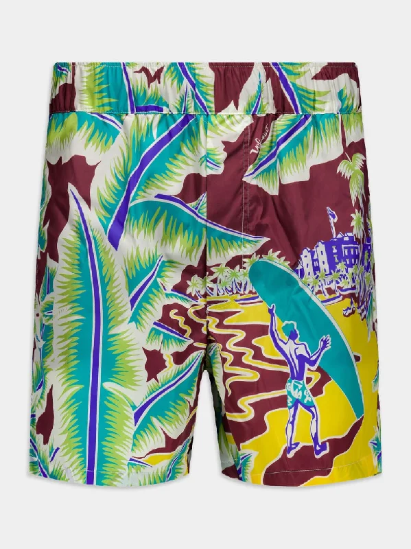 Surf Rider Print Swim Shorts