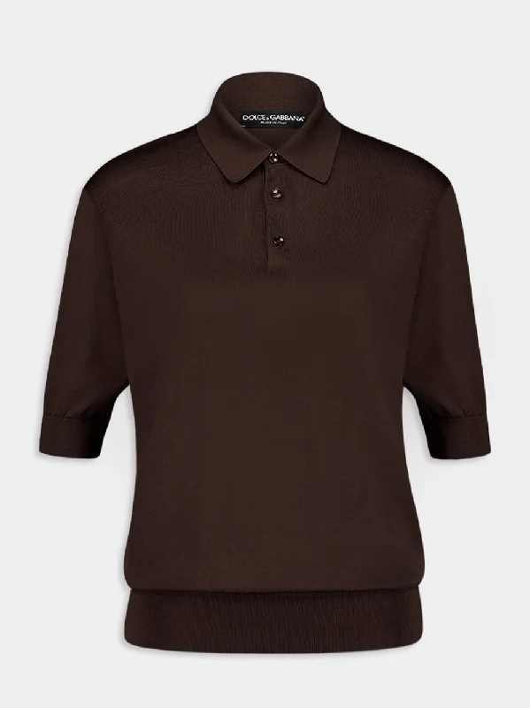 Short-Sleeve Silk Polo Shirt