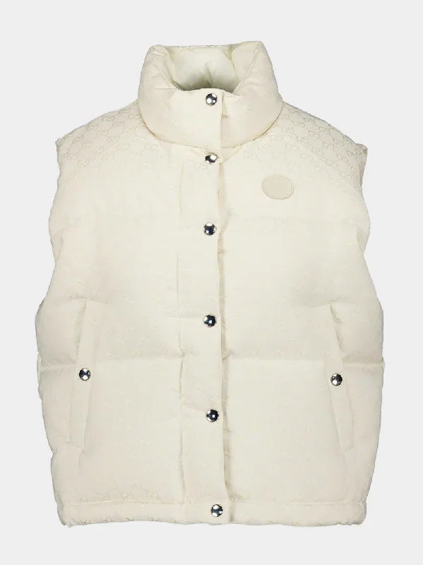 GG-Pattern Canvas Puffer Vest