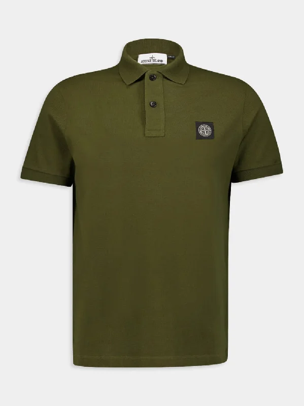 Compass-Motif Short-Sleeved Polo Shirt