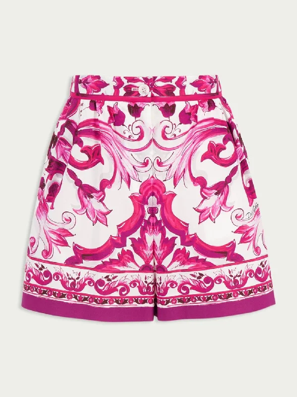 Majolica-Print Cotton Shorts