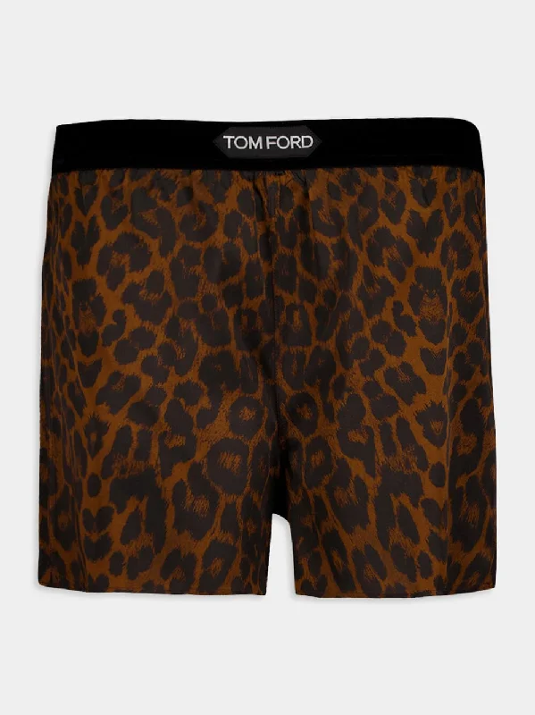 Leopard Print Silk Shorts