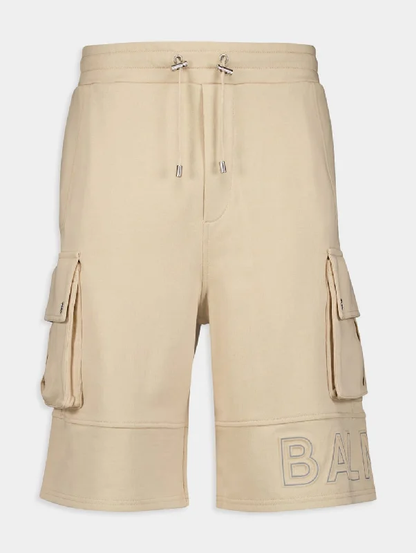 Knee-Length Logo-Print Cotton Cargo Shorts