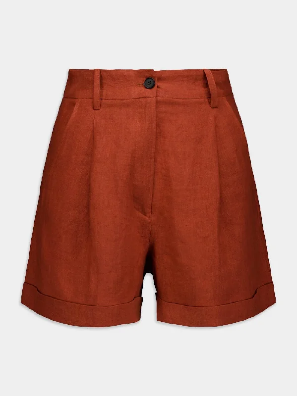 Dionysus High-Waisted Linen Shorts