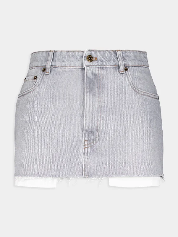 Raw-Cut Hem Denim Miniskirt