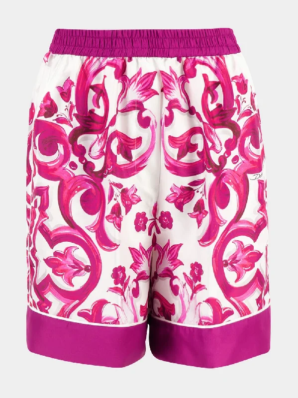 Majolica-Print Silk Shorts