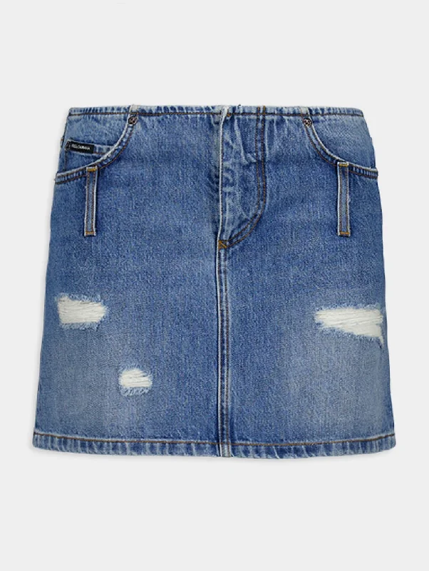 Cotton Denim Mini Skirt