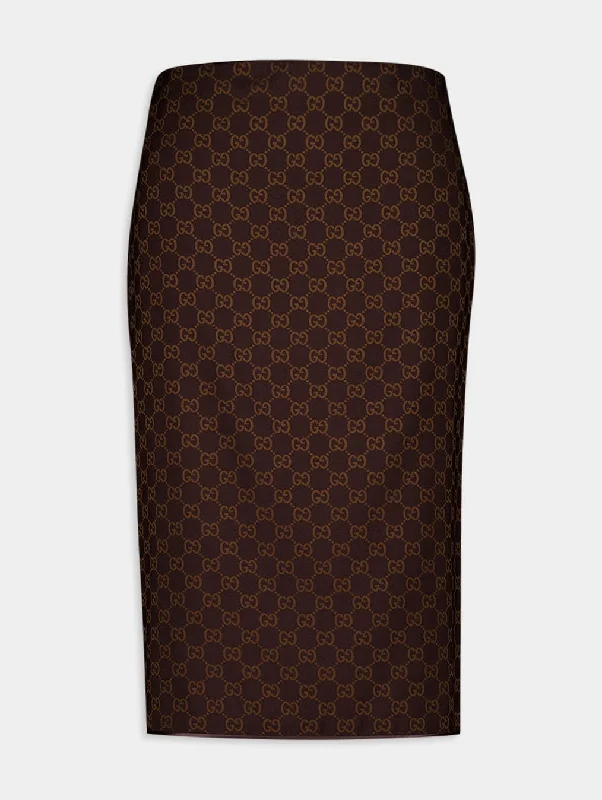 Monogram Pattern Pencil Skirt