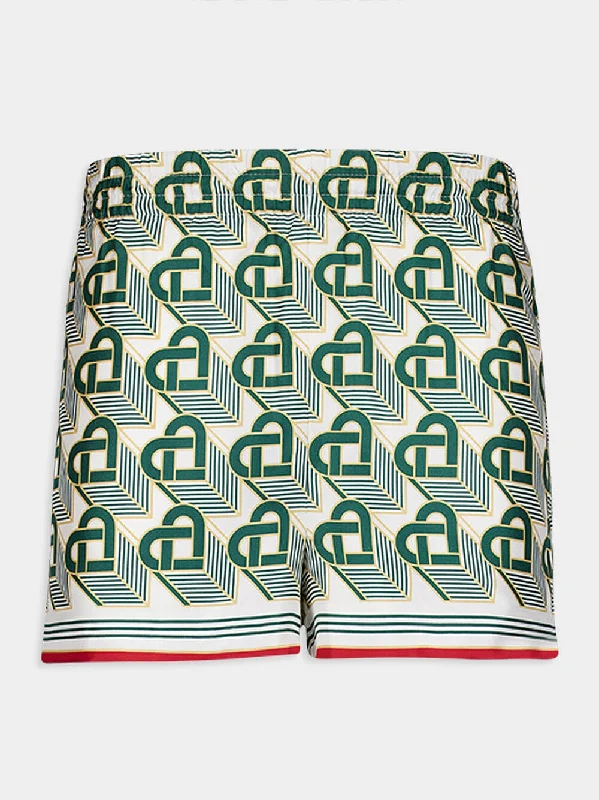 Heart Monogram Silk Boxer Shorts