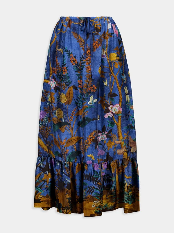 Tian Print Silk Twill Skirt