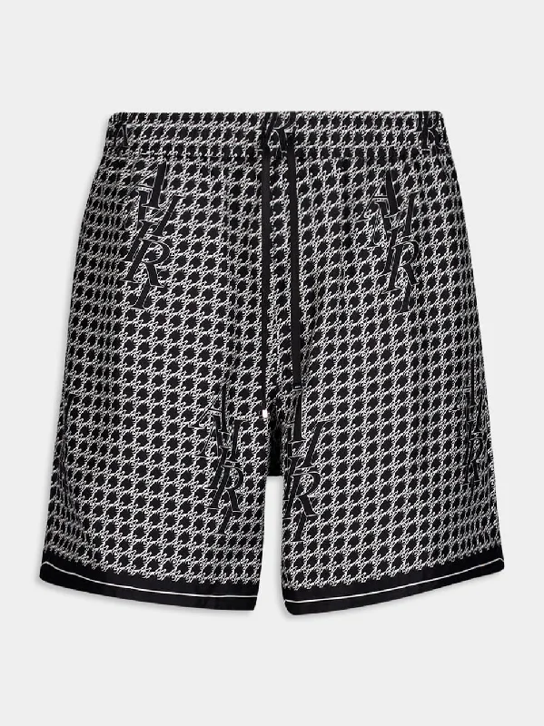 Staggard Houndstooth Silk Shorts