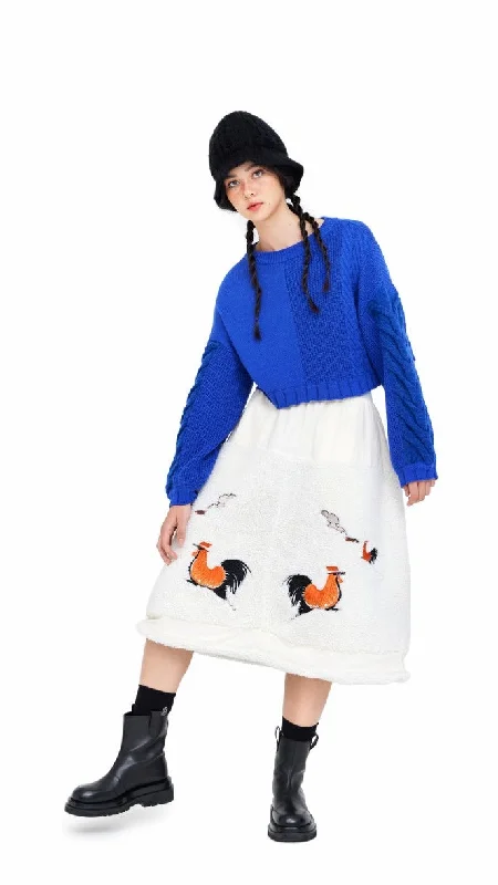 Embroidery Sherpa Skirt