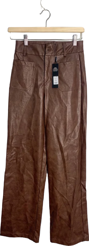 Fashion Nova Brown Azalea Washed Faux Leather Trouser XS