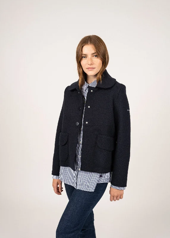 Villedieu short jacket - in boiled wool (NAVY)