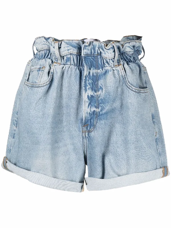 Paperbag denim shorts