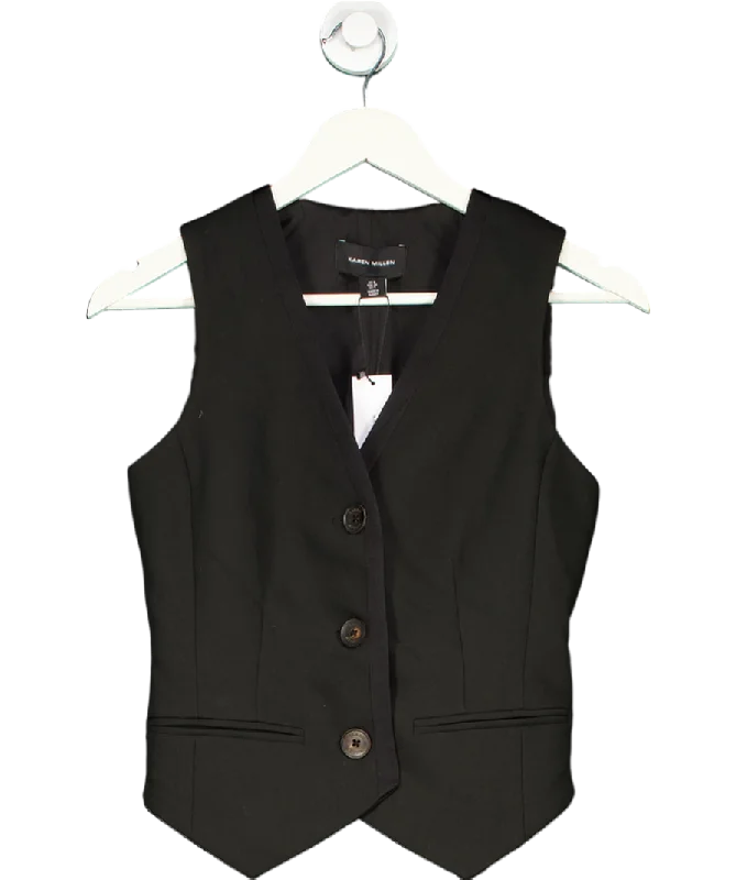 Karen Millen Black Clean Tailored Grosgrain Tipped Waistcoat UK 6