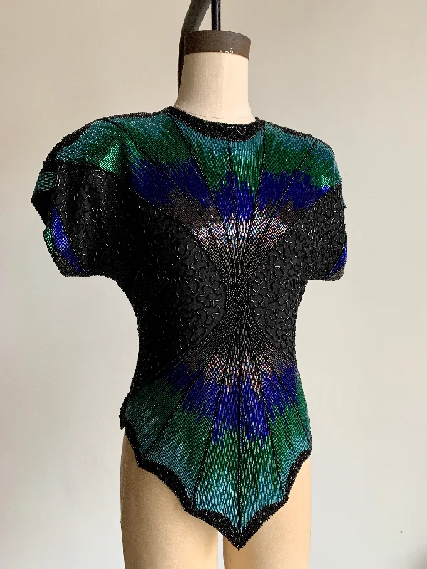 1980s Oleg Cassini Sequined Top