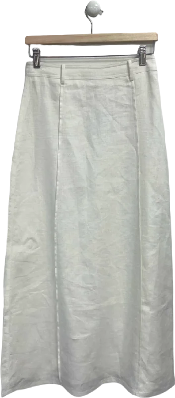 Sancia White Linen Midi Skirt UK S