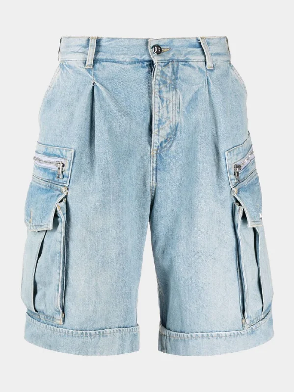 Cargo denim shorts