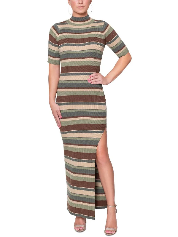 Esme Womens Striped Maxi Sweaterdress