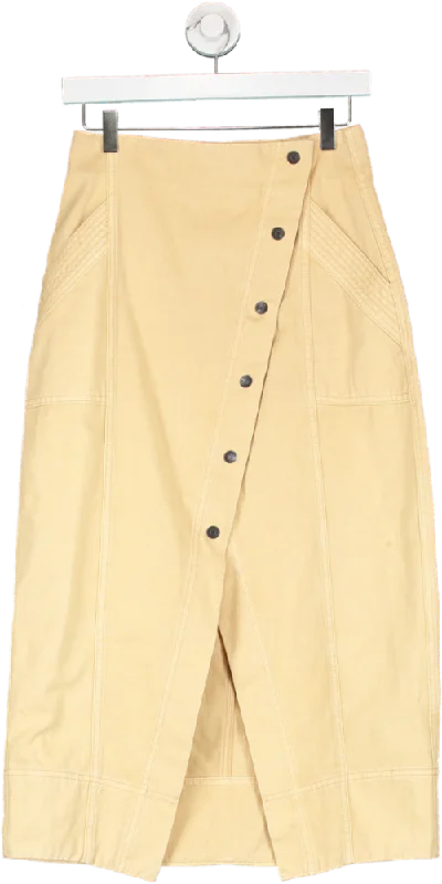 Shona Joy Beige Button Front Skirt UK 8