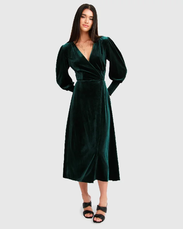 Current Mood Velvet Wrap Dress