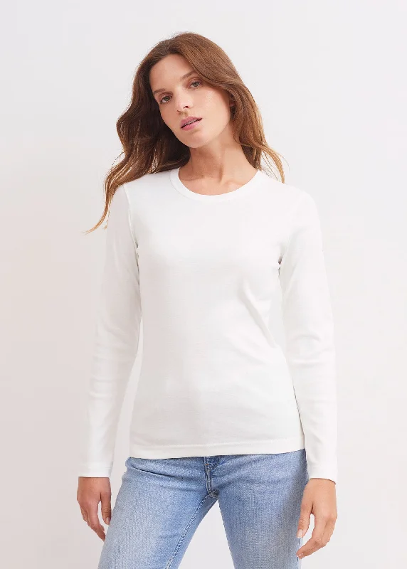 Celina long sleeve t-shirt - round neck, in cotton (ECUME)