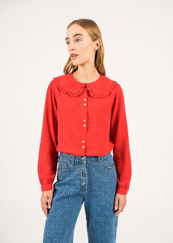 Anaelle Wide-collar Blouse - in cotton (TULIPE)