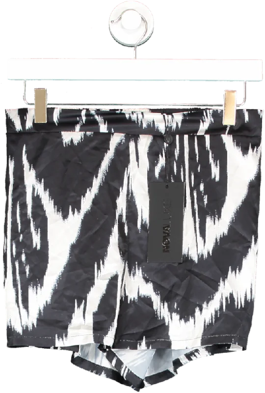 Fashion Nova Black Joyce Satin Short - Black/white UK XS