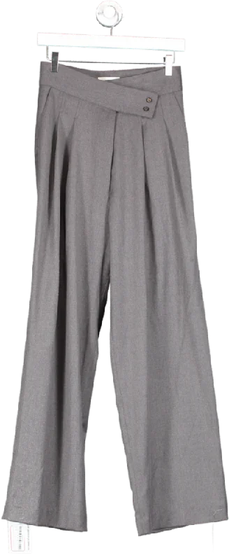 Seliijan Grey High Waisted Straight Leg Trousers UK 8