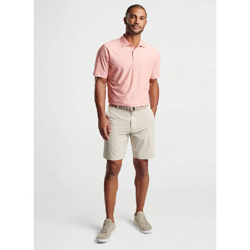 Peter Millar Men's Quadratic Performance Mesh Polo Shirt - Grapefruit