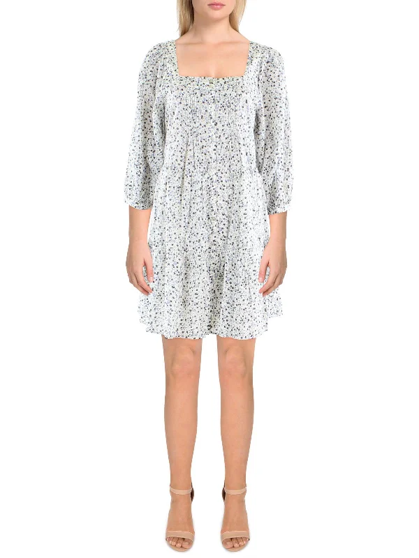 Womens Floral Print Above Knee Shift Dress