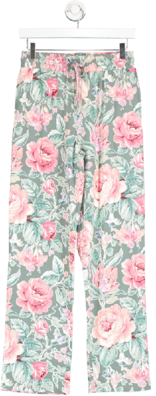 Laura Ashley Green Floral Print Pull On Trouser UK 8