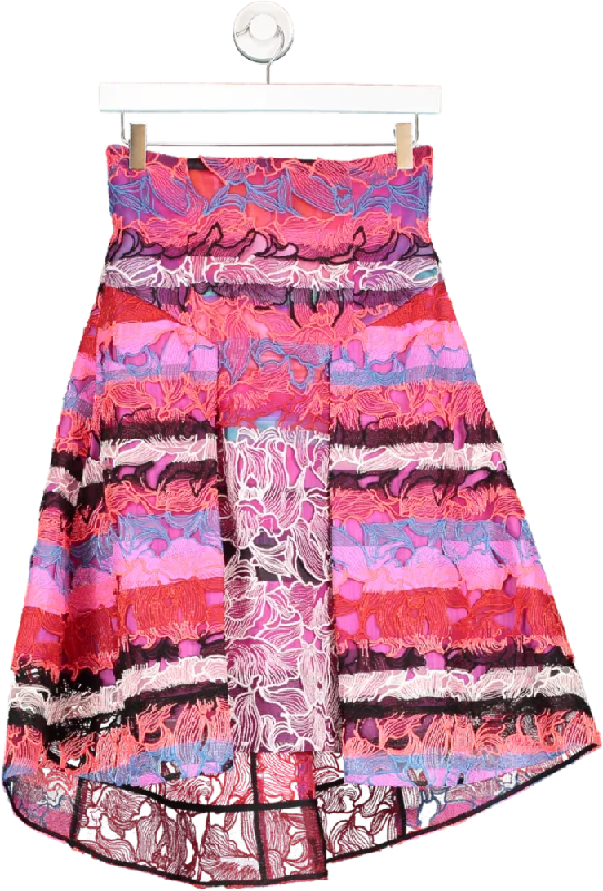 Peter Pilotto Multicoloured Multi Layered Orchid Lace Skirt UK 8