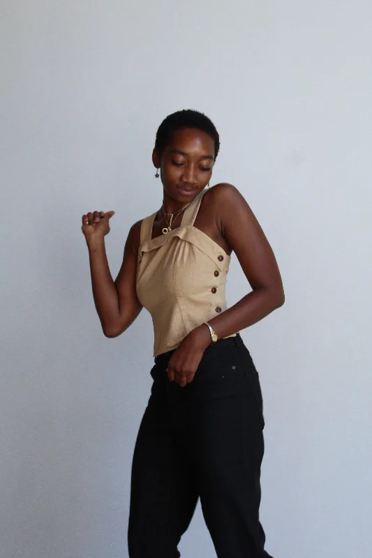 Vintage 1940s Inspired Sand Crop Top