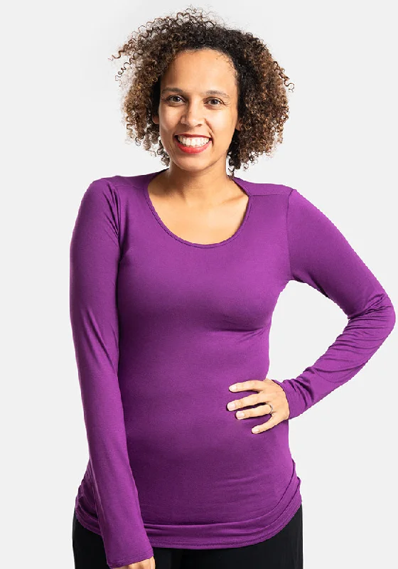 Purple Long Sleeve Round Neck Top