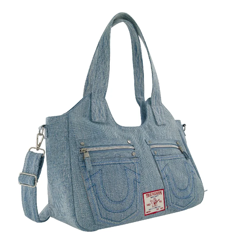 True Religion Horseshoe Stitch Denim Satchel