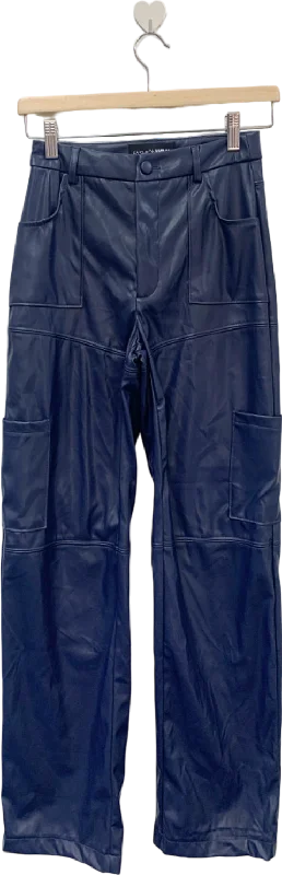 Fashion Nova Navy Faux Leather Cargo Pants XS