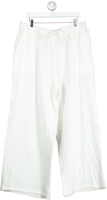 Simply Be. White Cotton Wide-Leg Trousers UK 18